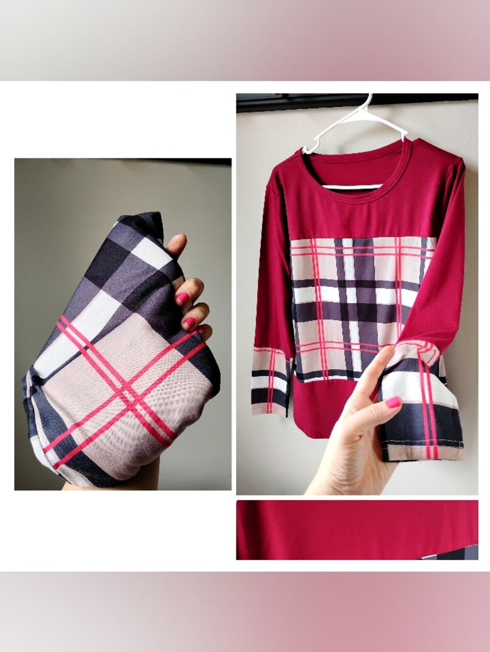NWOT Plaid Color Block Cozy Top